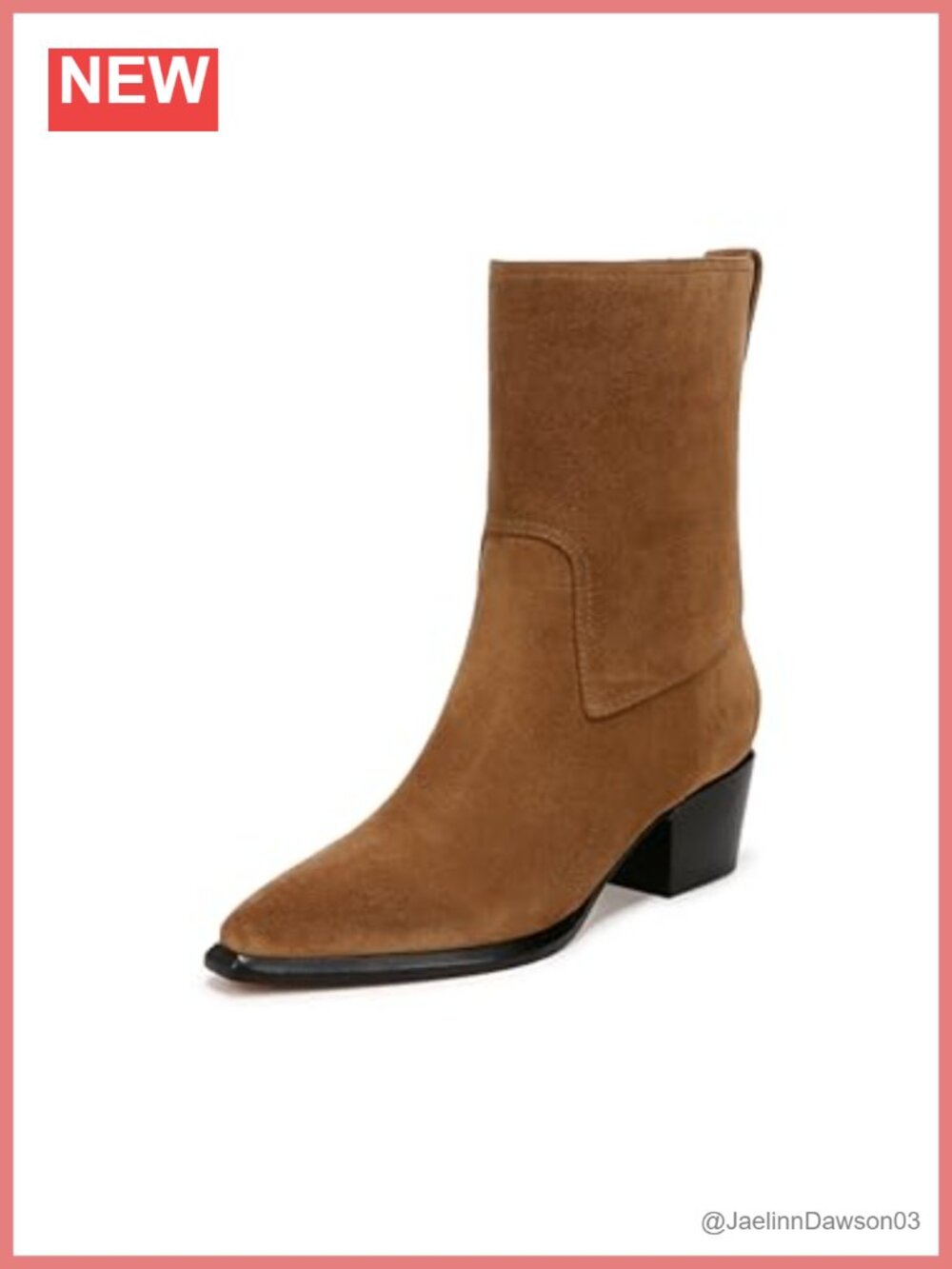 Vince Suede Leather Pointed Toe Ankle Bootie Block Heel Pull-On Women's Shoes